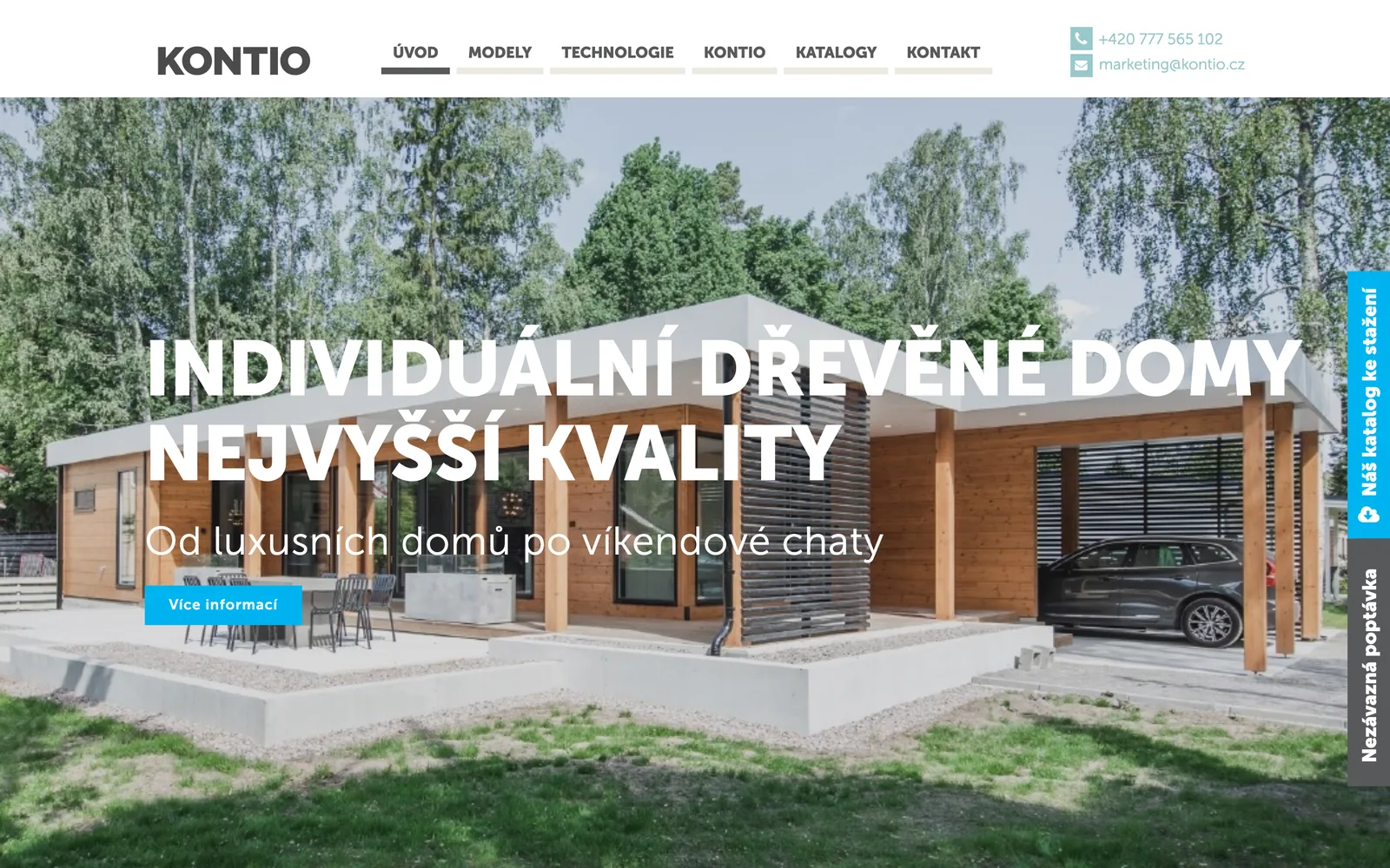 Původní web Dřevostavby KONTIO na WordPressu