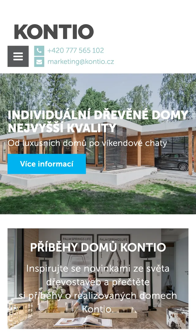 Původní web na mobilu